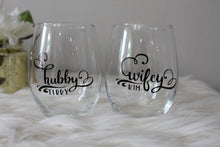 Load image into Gallery viewer, Personalized Stemless Couple&#39;s Wine Glasses

