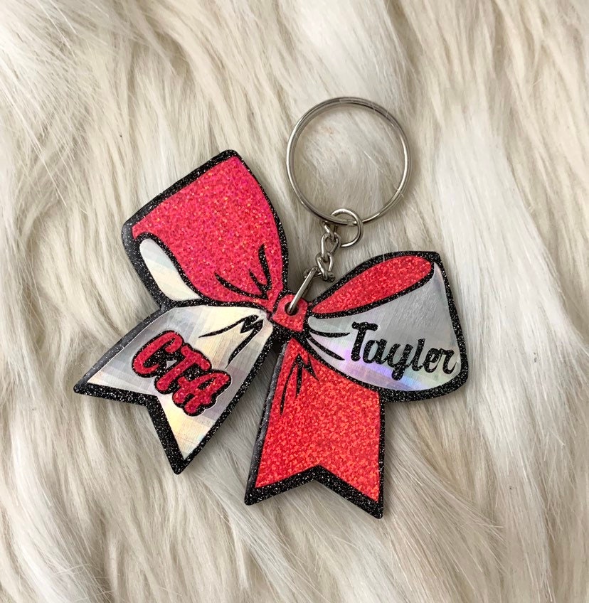 Personalized Cheer Bow Keychain
