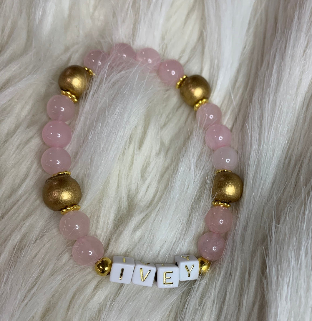 Personalized Pink and Gold Name Bracelet